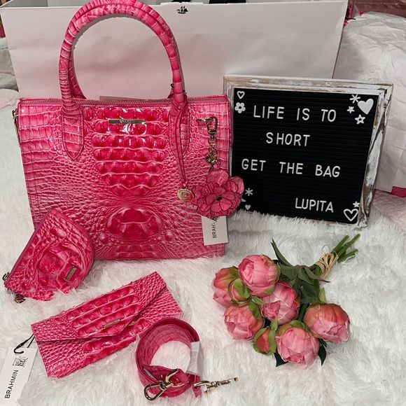 Brahmin Caroline handbag and Veronica wallet in Pink Cosmo - Picture 1 of 12